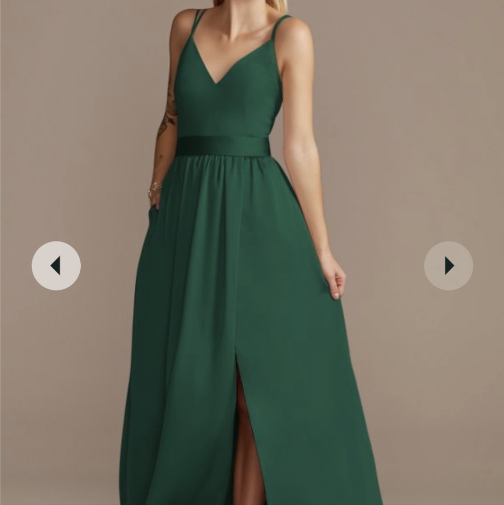 David's Bridal Double Spaghetti Strap Dress Juniper